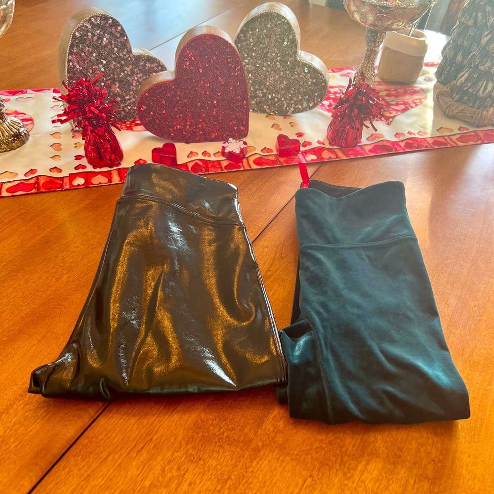 SPANXshape™ Black Faux Leather Patent & Velvet Leggings
Worn each a few times